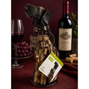 Dog Wine Cork Holder Metal Rustic Bar Decor Ruff True 12.5" NWT Gift